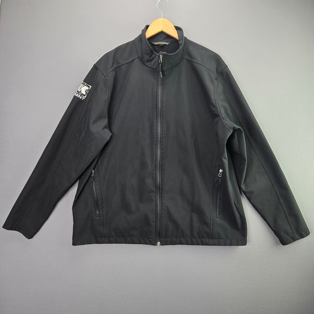 Port Authority Softshell Jacket Full Zip 2XL Black Fleece Lined Kent Logo 3639